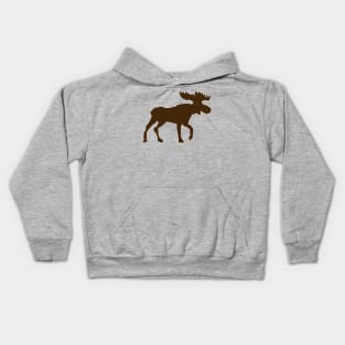 Moose Brown Silhouette Rustic Woodland Kids Hoodie